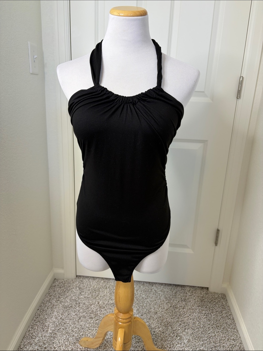 Blue Blush Black Halter One-Piece